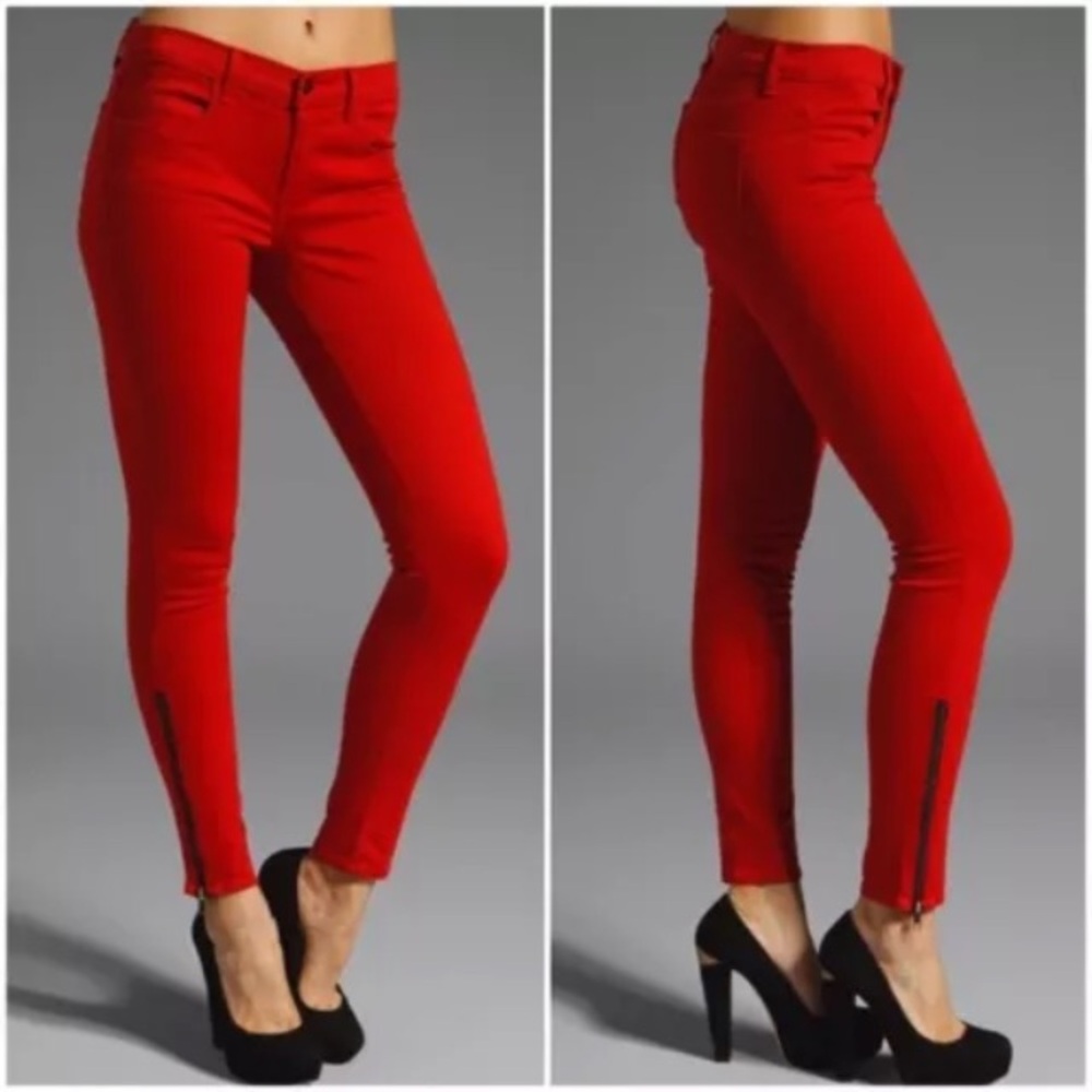 J BRAND Ankle Zip Skinny Stretch Cords in ‘Great Red’ (24)